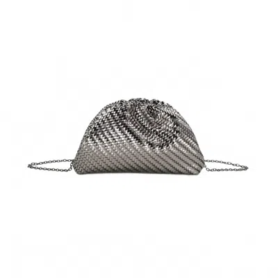 Bc Handbags Women's Woven Evening Clutch Bag In Pewter In Silver