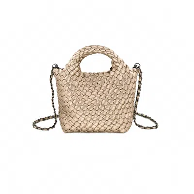 Bc Handbags Women's Woven Mini Crossbody In Champagne In White