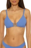Bca By Rebecca Virtue Modern Edge Beaded Bikini Top In Blue