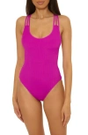 Bca By Rebecca Virtue Crinkle Crush One-piece Swimsuit In Pink