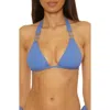 Bca By Rebecca Virtue Modern Edge Rib Triangle Bikini Top In Blue