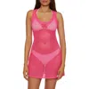 Bca Fishnet Cover-up Mini Sundress In Pink
