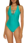 Bca Lace-up Plunge One-piece Swimsuit
