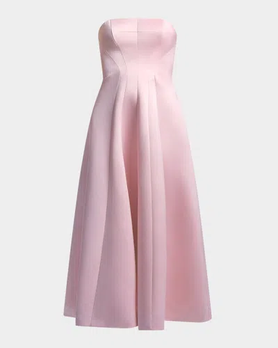 Bcbg Lilly Strapless Fit-&-flare Satin Midi Dress