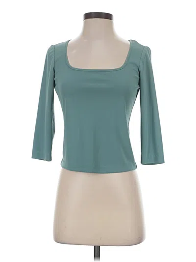 Pre-owned Bcbg 3/4 Sleeve Top Teal Square Neckline Tops