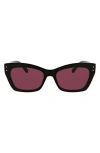Bcbg 37mm Chunky Catty Square Sunglasses In Shiny Black