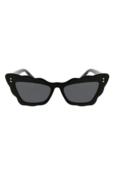 Bcbg 51mm Scalloped Cat Eye Sunglasses In Black