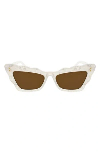 Bcbg 51mm Scalloped Cat Eye Sunglasses In White