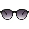 Bcbg 53mm Geometric Round Sunglasses In Shiny Black