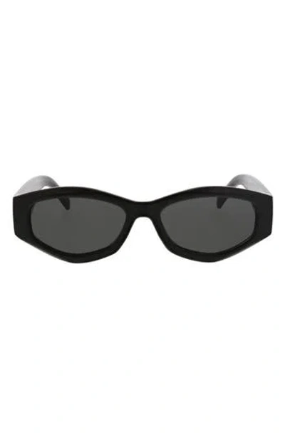Bcbg 53mm Slim Geometric Oval Sunglasses In Black