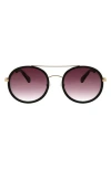 Bcbg 57mm Round Aviator Sunglasses In Gold/black
