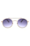 Bcbg 57mm Round Aviator Sunglasses In Rose/clear