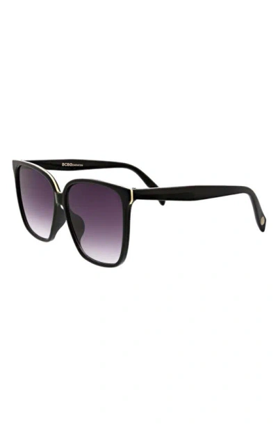 Bcbg 58mm Oversize Square Sunglasses In Shiny Black
