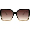 Bcbg 60mm Glam Square Sunglasses In Black To Nude