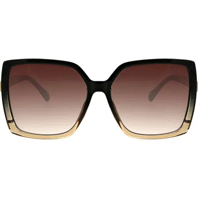 Bcbg 60mm Glam Square Sunglasses In Black To Nude