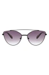Bcbg 60mm Metal Browline Cat Eye Sunglasses In Black