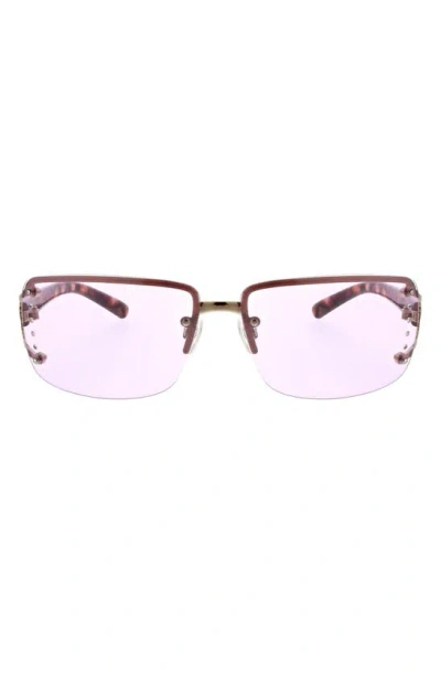 Bcbg 66mm Y2k Rimless Rectangle Sunglasses In Shiny Gold