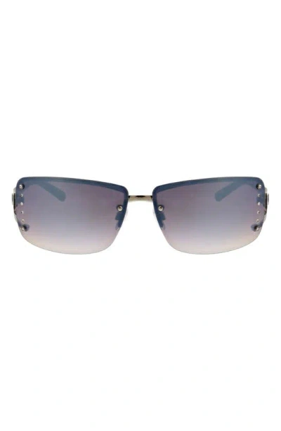 Bcbg 66mm Y2k Rimless Rectangle Sunglasses In Silver