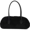 Bcbg Angled Faux Fur Shoulder Bag In Black