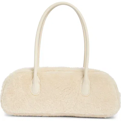 Bcbg Angled Faux Fur Shoulder Bag In Gray