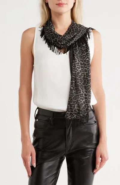 Bcbg Animal Crescent Print Wrap Scarf In Black