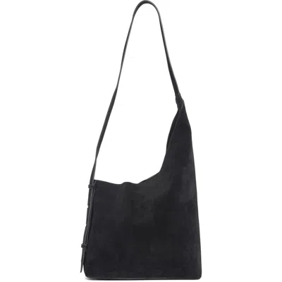 Bcbg Asymmetric Faux Suede Hobo Bag In Black