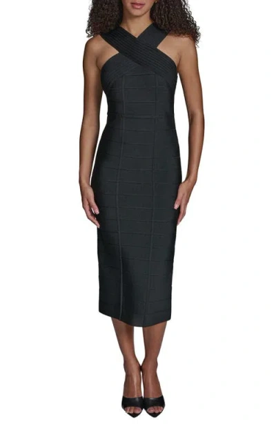 Bcbg Bandage Body-con Midi Dress In Black