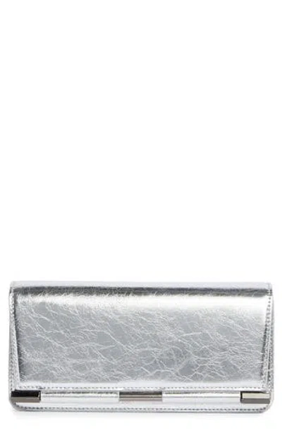 Bcbg Bar Hardware Metallic Clutch In Silver