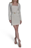 Bcbg Belted Long Sleeve Sheath Dress In Neutral