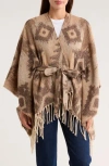 Bcbg Belted Western Jacquard Topper In Brown