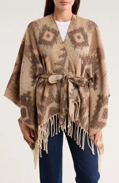 Bcbg Belted Western Jacquard Topper In Brown