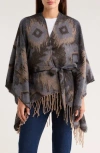 Bcbg Belted Western Jacquard Topper In Gray