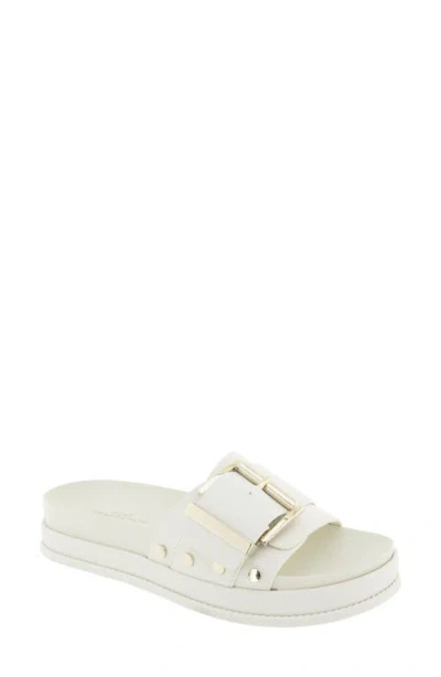Bcbg Bonas Buckle Slide Sandal In White