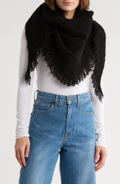 Bcbg Bouclé Fringe Triangle Scarf In Black