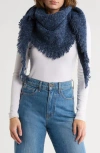 Bcbg Bouclé Fringe Triangle Scarf In Blue