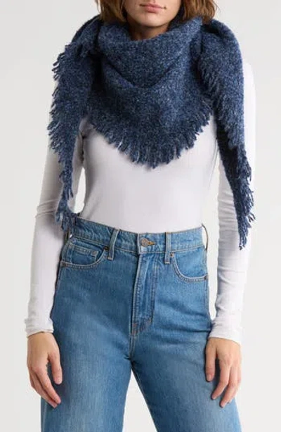 Bcbg Bouclé Fringe Triangle Scarf In Blue