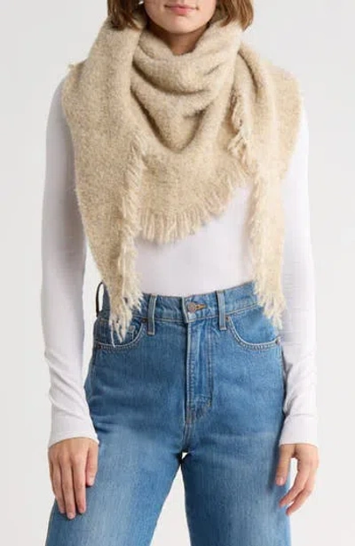 Bcbg Bouclé Fringe Triangle Scarf In Brown