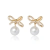 Bcbg Bow Pearl Drop Earrings In Gold