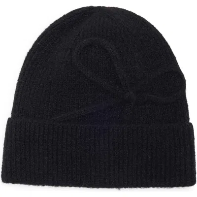 Bcbg Bow Ribbed Beanie In Black