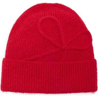 Bcbg Bow Ribbed Beanie In Red