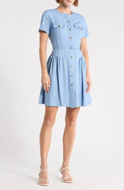 Bcbg Buttoned Denim Dress In Light Indigo