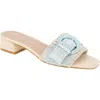 Bcbg Camri Buckled Raffia Slide Sandal In Seafoam