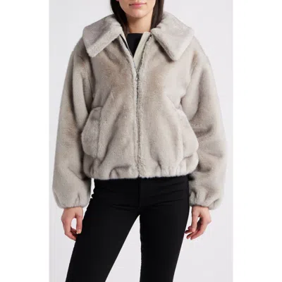 Bcbg Channel Quilted Faux Fur Jacket In Gray
