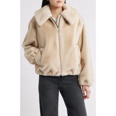 Bcbg Channel Quilted Faux Fur Jacket In Brown