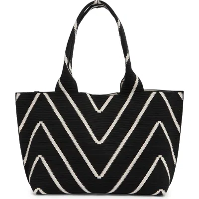 Bcbg Chevron Stripe Woven Tote Bag In Black