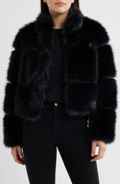 Bcbg Chubby Crop Faux Fur Jacket In Black