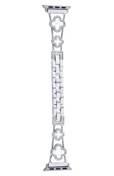 Bcbg Clover Embellished Apple Watch® Watchband In Silver