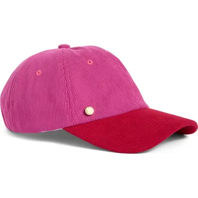 Bcbg Colorblocked Corduroy Baseball Cap In Red Multi