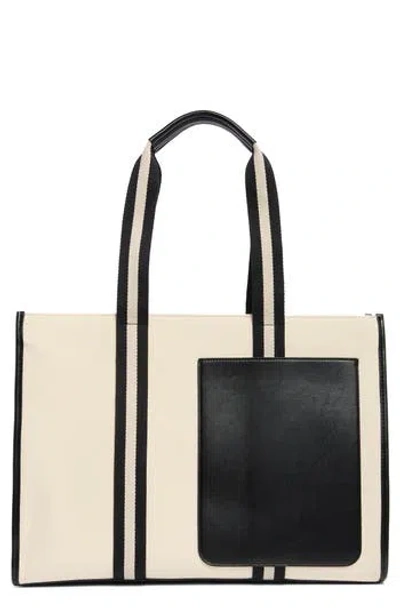 Bcbg Contrast Pocket Canvas Tote Bag In Black