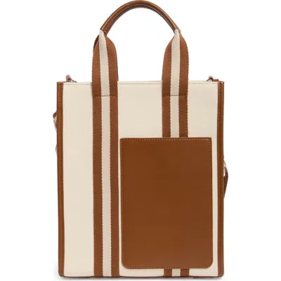 Bcbg Contrast Pocket Mini Tote Bag In Natural/cognac